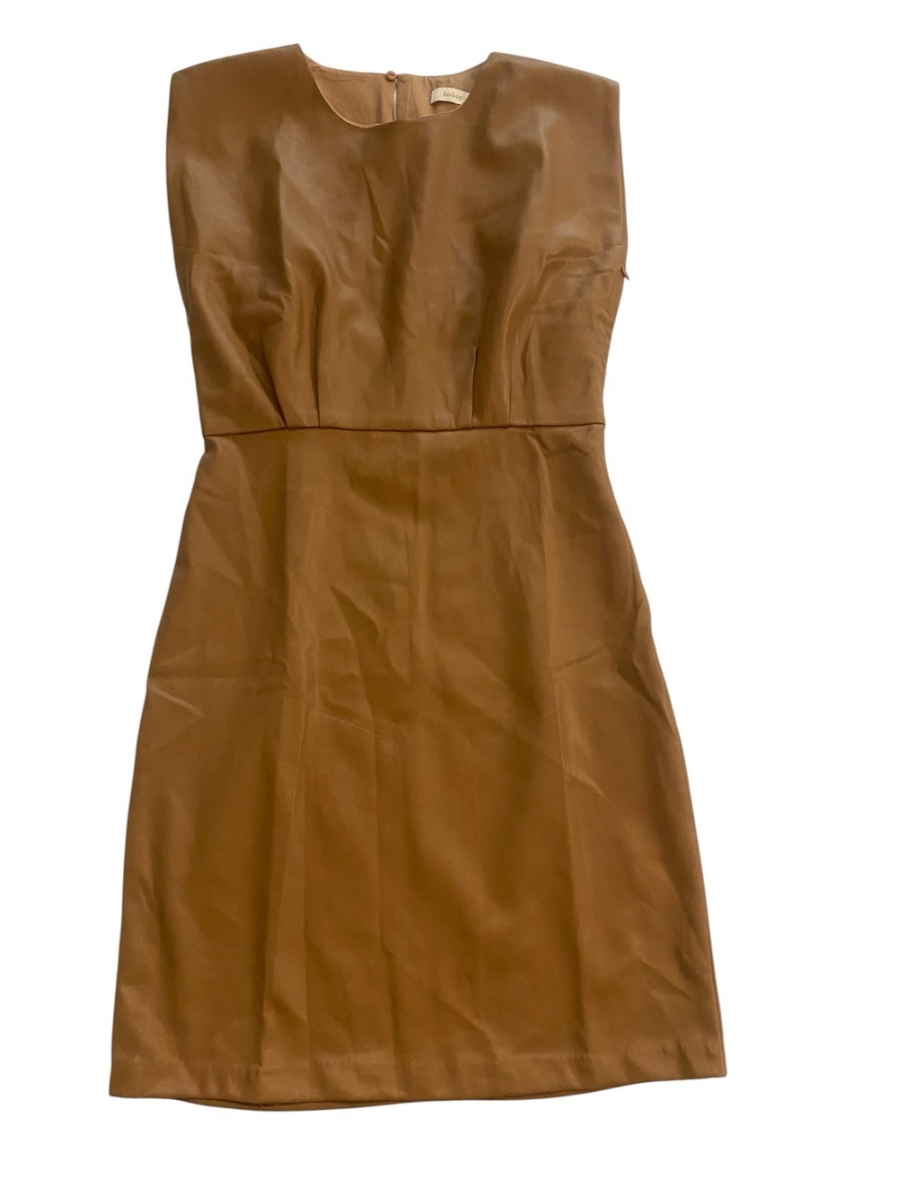 Women’s Sleeveless Tan Faux Leather Sheath Dress New Size S Anthro Bishop Young